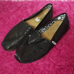 Toms Glitter Shimmer Flat Slip On Shoes sz 8